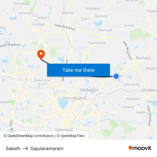 Saketh to Gajularamaram map
