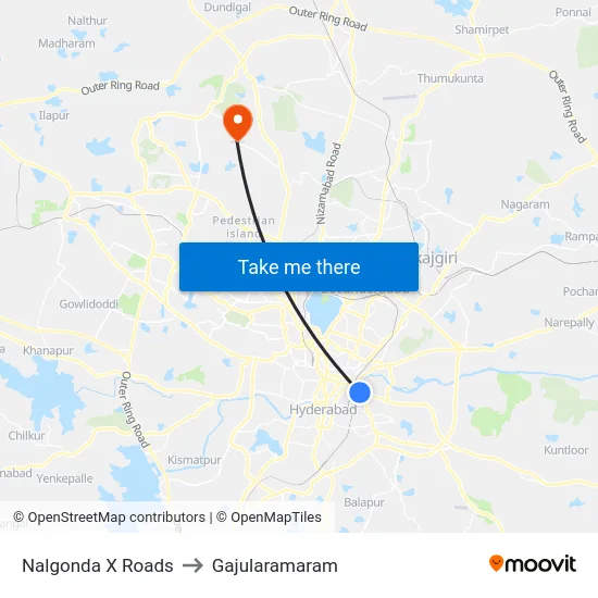 Nalgonda X Roads to Gajularamaram map