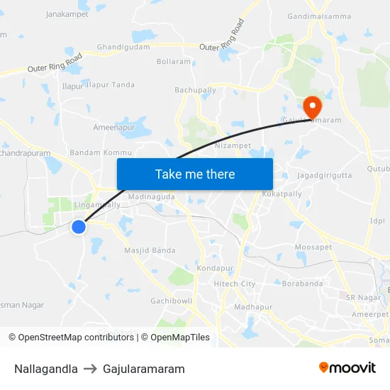 Nallagandla to Gajularamaram map