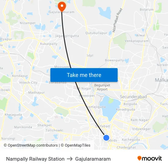 Nampally Railway Station to Gajularamaram map