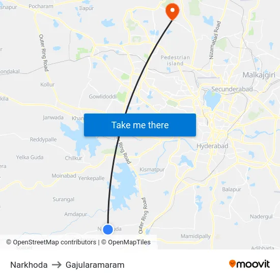 Narkhoda to Gajularamaram map
