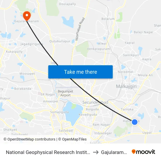National Geophysical Research Institute (Ngri) to Gajularamaram map