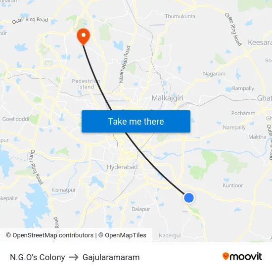 N.G.O's Colony to Gajularamaram map