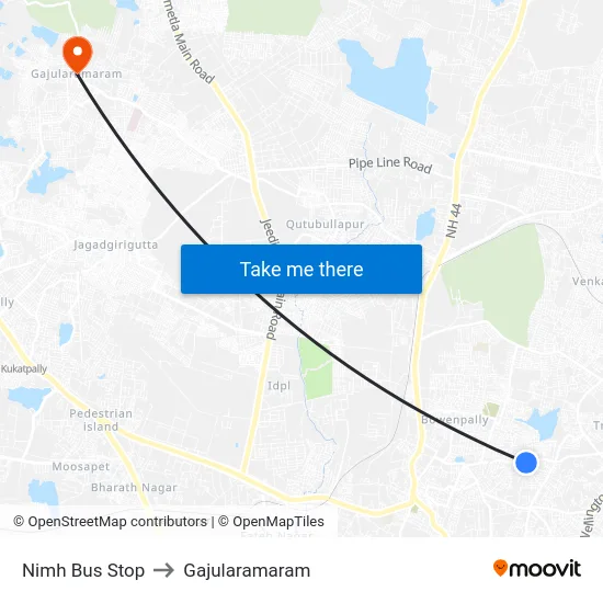 Nimh Bus Stop to Gajularamaram map