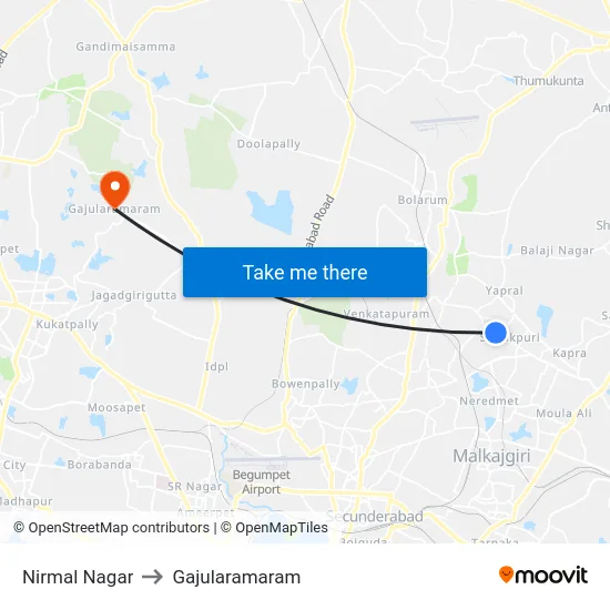 Nirmal Nagar to Gajularamaram map