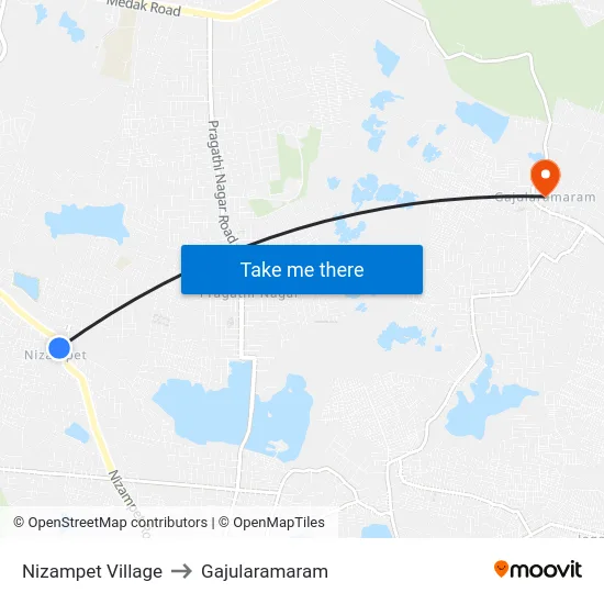 Nizampet Village to Gajularamaram map
