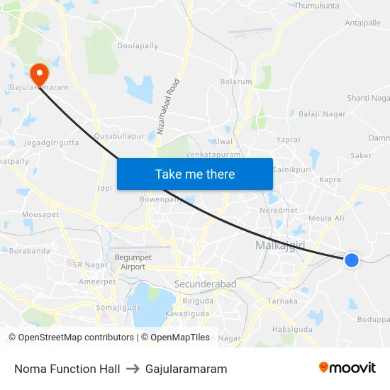 Noma Function Hall to Gajularamaram map