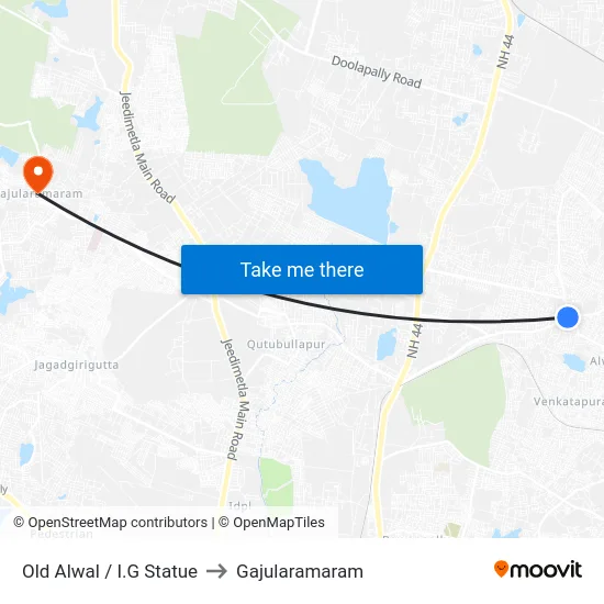 Old Alwal / I.G Statue to Gajularamaram map