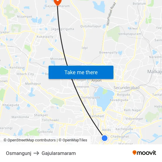 Osmangunj to Gajularamaram map