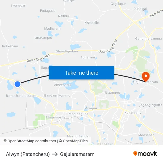 Alwyn (Patancheru) to Gajularamaram map