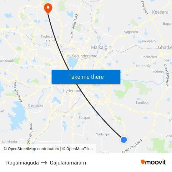 Ragannaguda to Gajularamaram map