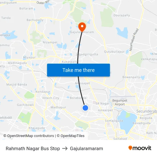 Rahmath Nagar Bus Stop to Gajularamaram map