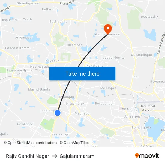 Rajiv Gandhi Nagar to Gajularamaram map