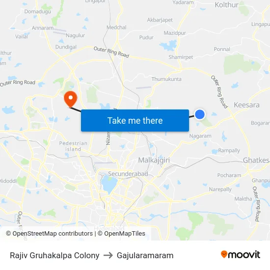 Rajiv Gruhakalpa Colony to Gajularamaram map