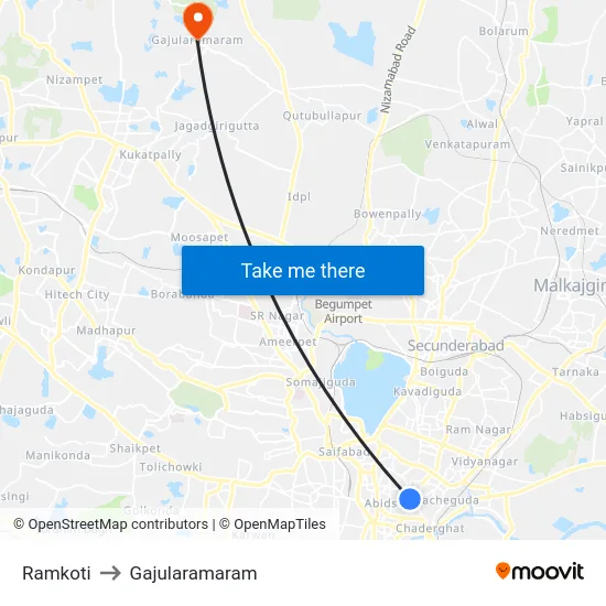 Ramkoti to Gajularamaram map