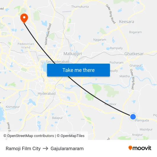 Ramoji Film City to Gajularamaram map