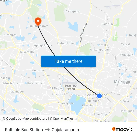 Rathifile Bus Station to Gajularamaram map