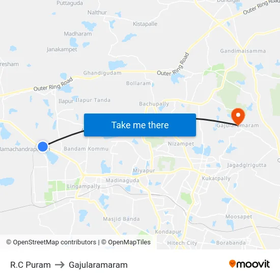 R.C Puram to Gajularamaram map