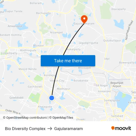 Bio Diversity Complex to Gajularamaram map
