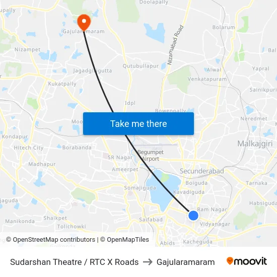 Sudarshan Theatre / RTC X Roads to Gajularamaram map