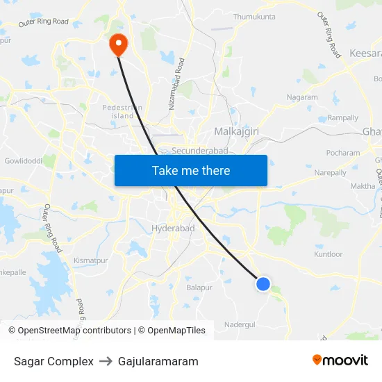 Sagar Complex to Gajularamaram map