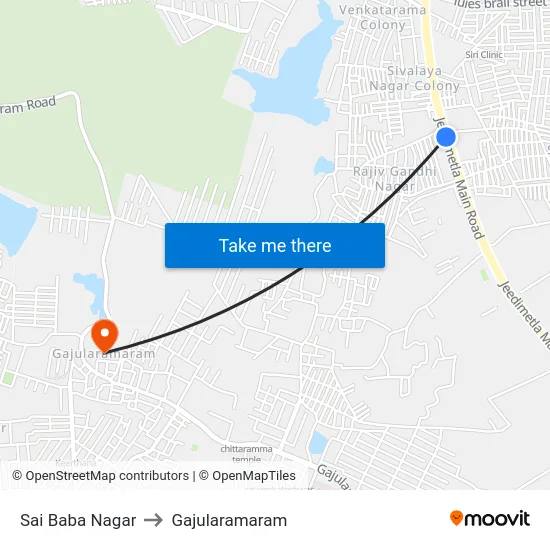 Sai Baba Nagar to Gajularamaram map