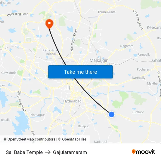 Sai Baba Temple to Gajularamaram map