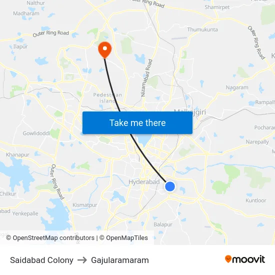 Saidabad Colony to Gajularamaram map