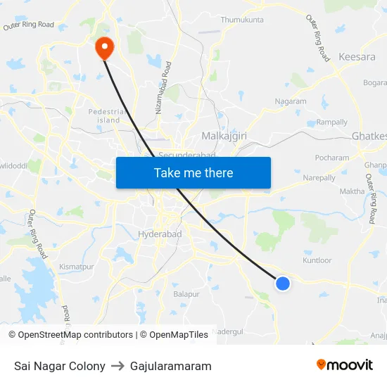 Sai Nagar Colony to Gajularamaram map