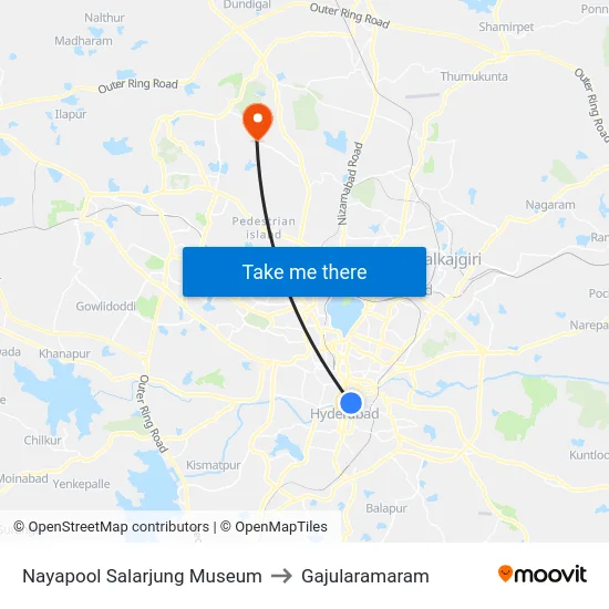 Nayapool Salarjung Museum to Gajularamaram map
