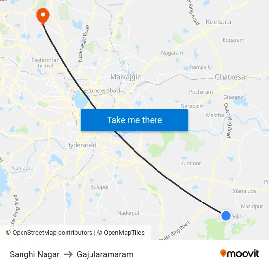 Sanghi Nagar to Gajularamaram map