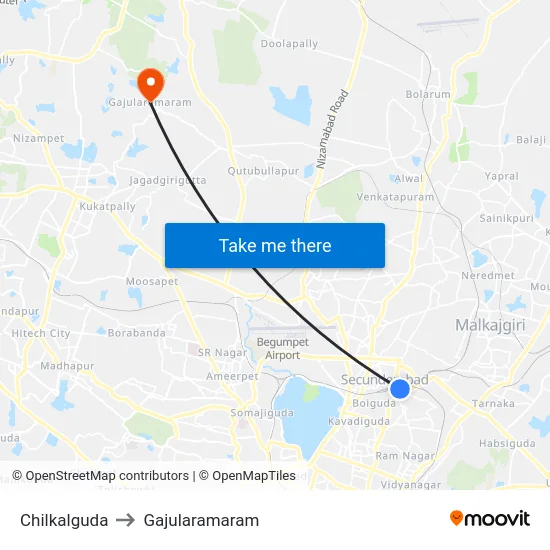 Chilkalguda to Gajularamaram map