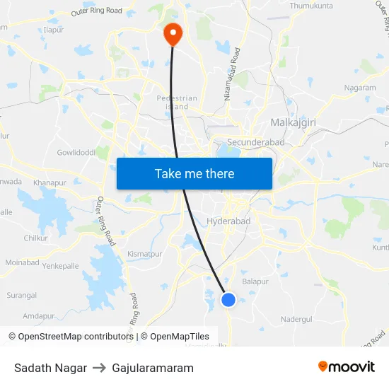 Sadath Nagar to Gajularamaram map