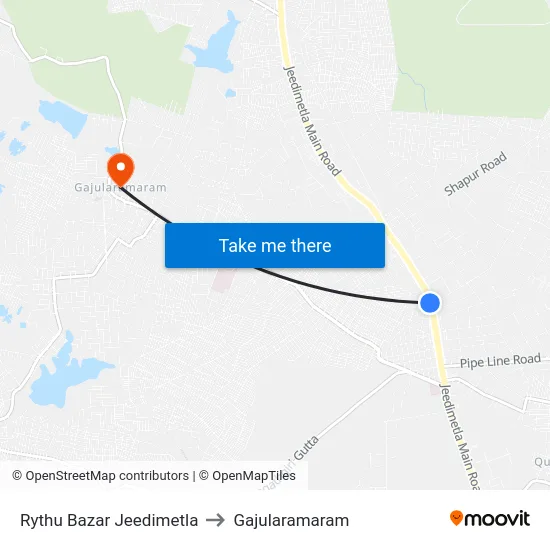 Rythu Bazar Jeedimetla to Gajularamaram map