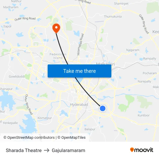 Sharada Theatre to Gajularamaram map