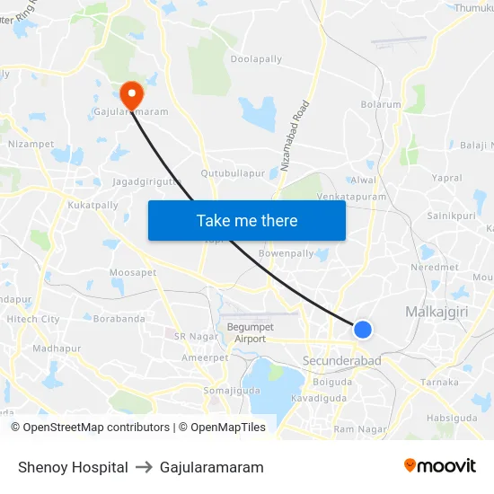 Shenoy Hospital to Gajularamaram map