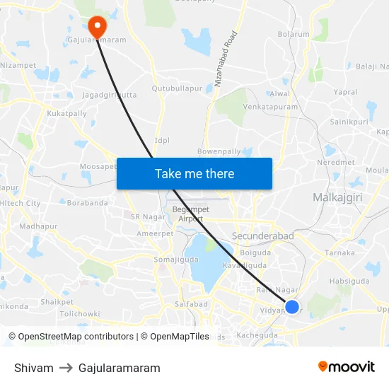 Shivam to Gajularamaram map