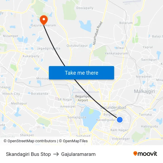 Skandagiri Bus Stop to Gajularamaram map