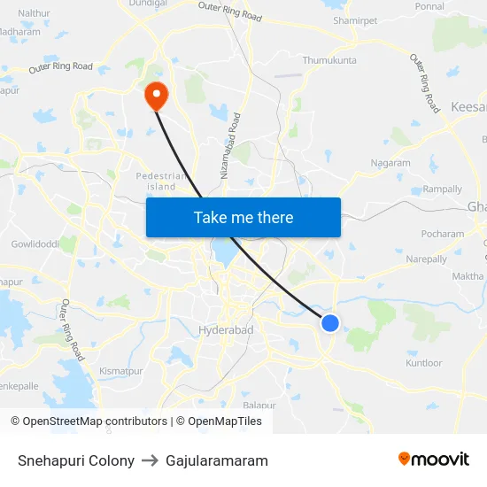 Snehapuri Colony to Gajularamaram map