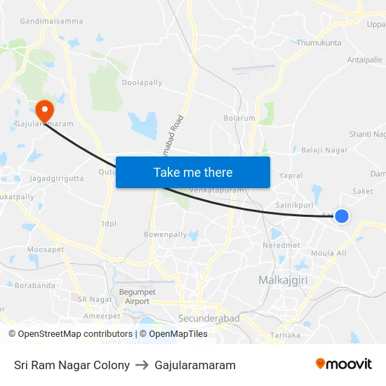 Sri Ram Nagar Colony to Gajularamaram map
