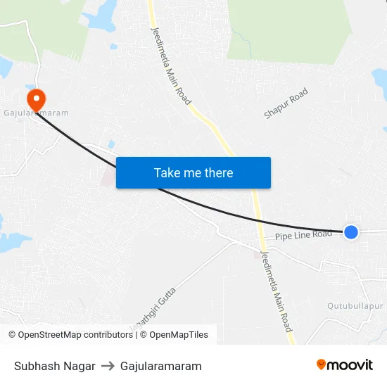 Subhash Nagar to Gajularamaram map