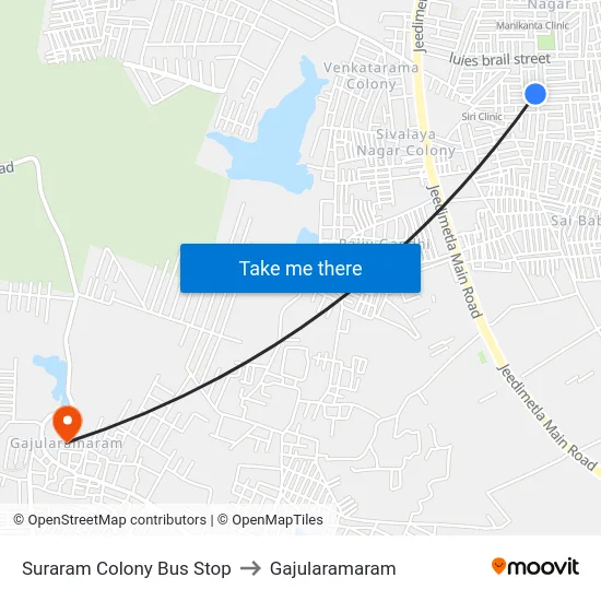 Suraram Colony Bus Stop to Gajularamaram map