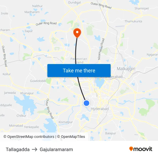 Tallagadda to Gajularamaram map