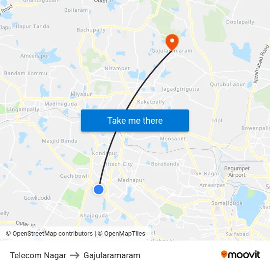 Telecom Nagar to Gajularamaram map