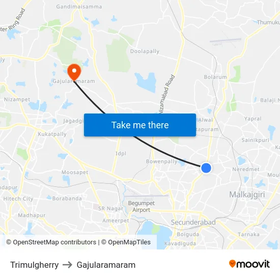 Trimulgherry to Gajularamaram map