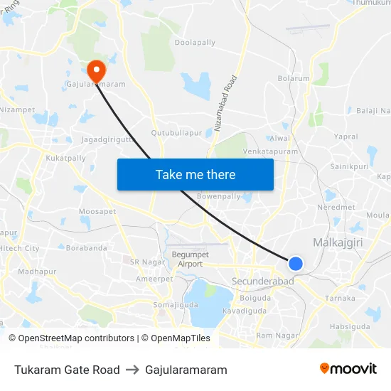 Tukaram Gate Road to Gajularamaram map