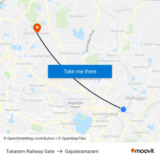Tukaram Railway Gate to Gajularamaram map
