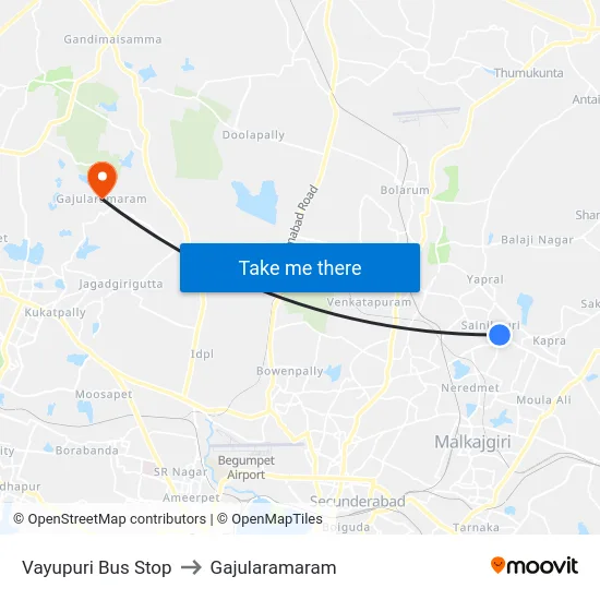 Vayupuri Bus Stop to Gajularamaram map