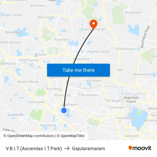 V.B.I.T.(Ascendas I.T.Park) to Gajularamaram map