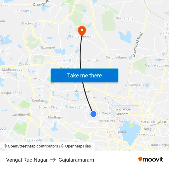 Vengal Rao Nagar to Gajularamaram map